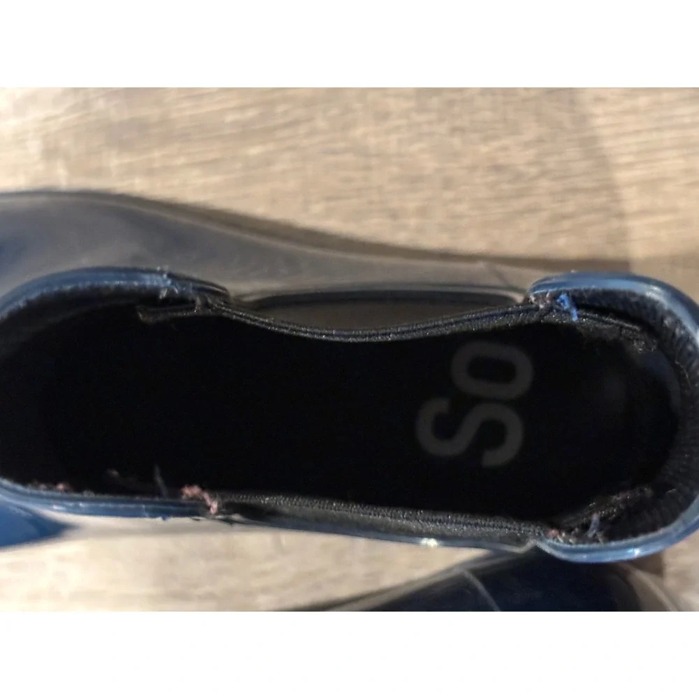 SO Rain Boots Chelsea Ankle Pull On‎ Waterproof Navy Blue Women's Sz 7